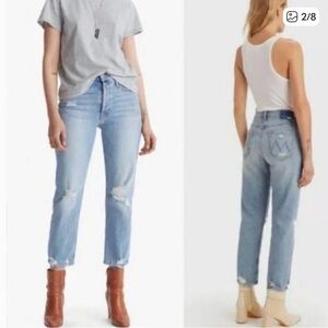 MOTHER Superior The Tomcat Jeans 25 Straight Distressed The Confession Button